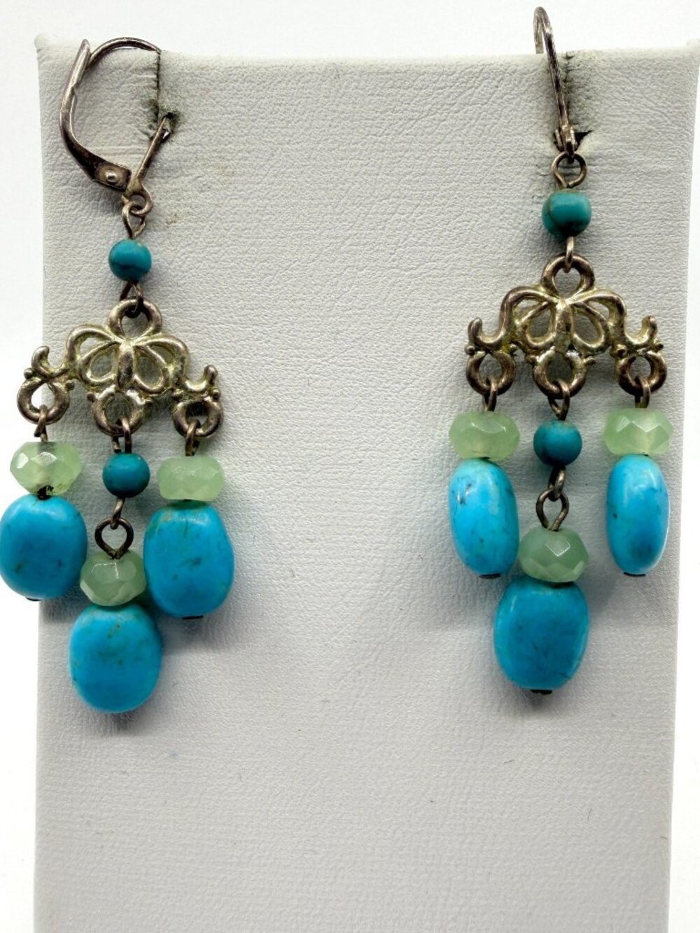 Boho Turquoise & Green Gemstone Chandelier Earrings - Festival Chic Gift